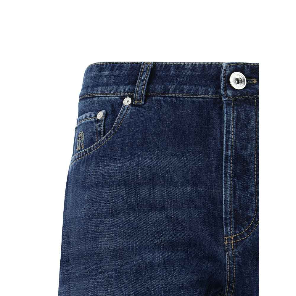 Brunello Cucinelli Blue Cotton Straight-Leg Jeans