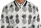 Dolce & Gabbana White Black Pineapple Bomber Coat Jacket