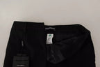Dolce & Gabbana Black White Stripes Wool Tapered Pants