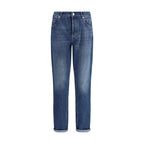 Brunello Cucinelli Blue Cotton Straight-Leg Jeans