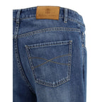 Brunello Cucinelli Blue Cotton Straight-Leg Jeans