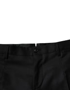 Dolce & Gabbana Black Wool Tapered Formal Dress Pants