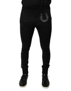 Dolce & Gabbana Black Horseshoe Embellished Wool Slim Fit Pants