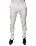 Dolce & Gabbana White Cotton Tapered Formal Dress Pants