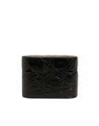 Dolce & Gabbana Black Leather Metal Logo Plaque Holder Airpods Case