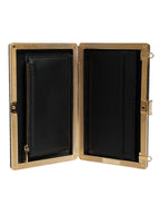 Dolce & Gabbana Black Leather Clutch Evening Crossbody Bag