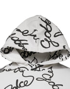 Dolce & Gabbana White Logo Cotton Hooded Sweatshirt Sweater