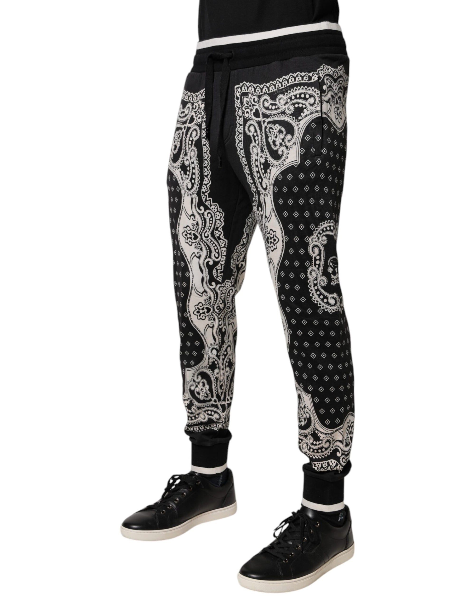 Dolce & Gabbana Black Bandana Cotton Jogger Pants
