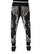 Dolce & Gabbana Black Bandana Cotton Jogger Pants