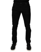 Dolce & Gabbana Black Tattered Cotton Skinny Men Denim Jeans