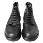 Dolce & Gabbana Black Leather Lace-Up Boots