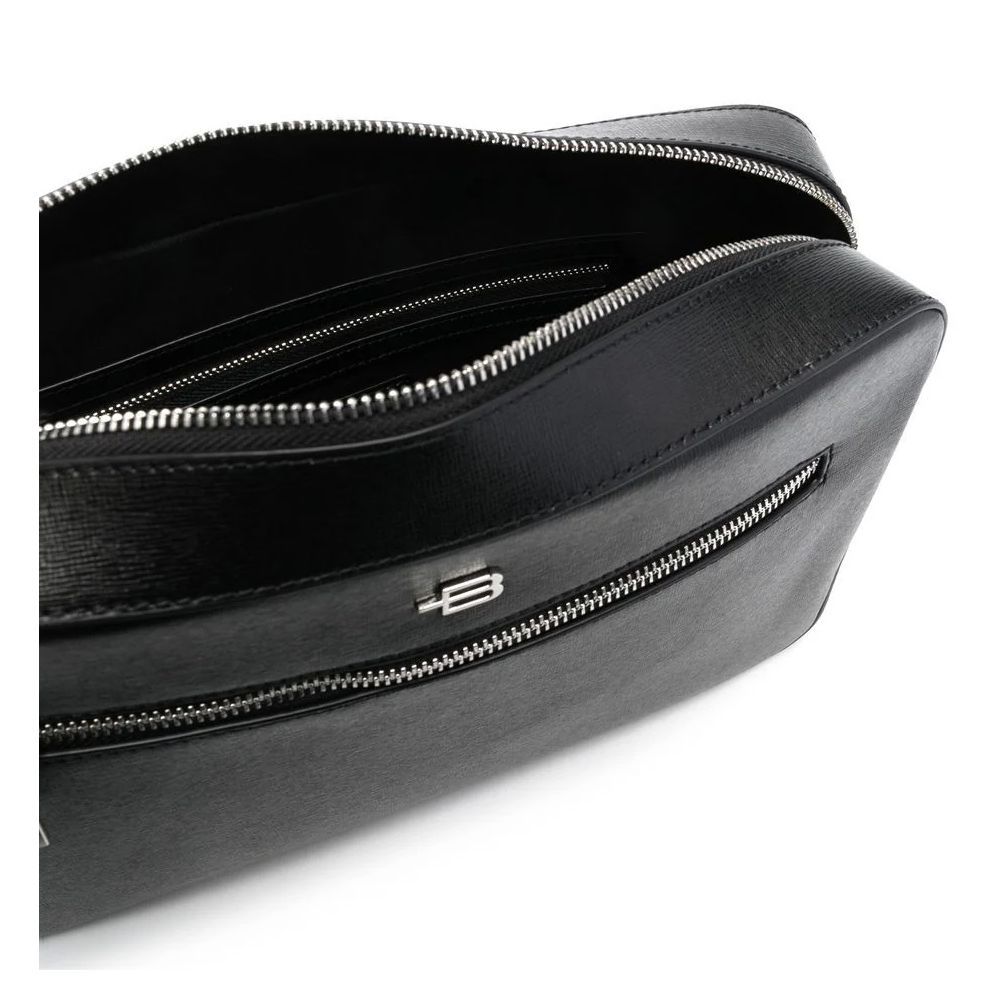 Baldinini Trend Black Calfskin Messenger Bag