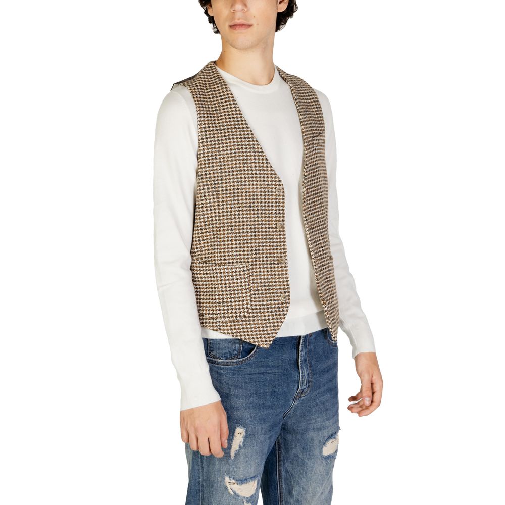 Gianni Lupo Beige Wool Waistcoat