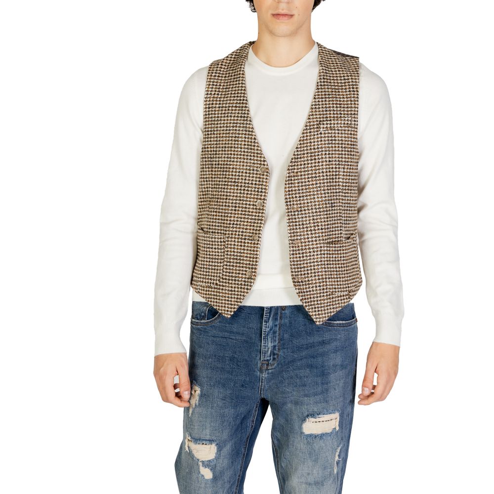 Gianni Lupo Beige Wool Waistcoat