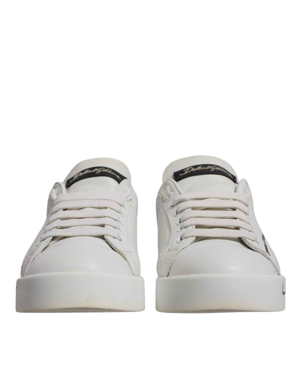Dolce & Gabbana White Blue Logo Portofino Sneakers Shoes