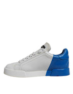 Dolce & Gabbana White Blue Logo Portofino Sneakers Shoes