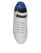 Dolce & Gabbana White Blue Logo Portofino Sneakers Shoes