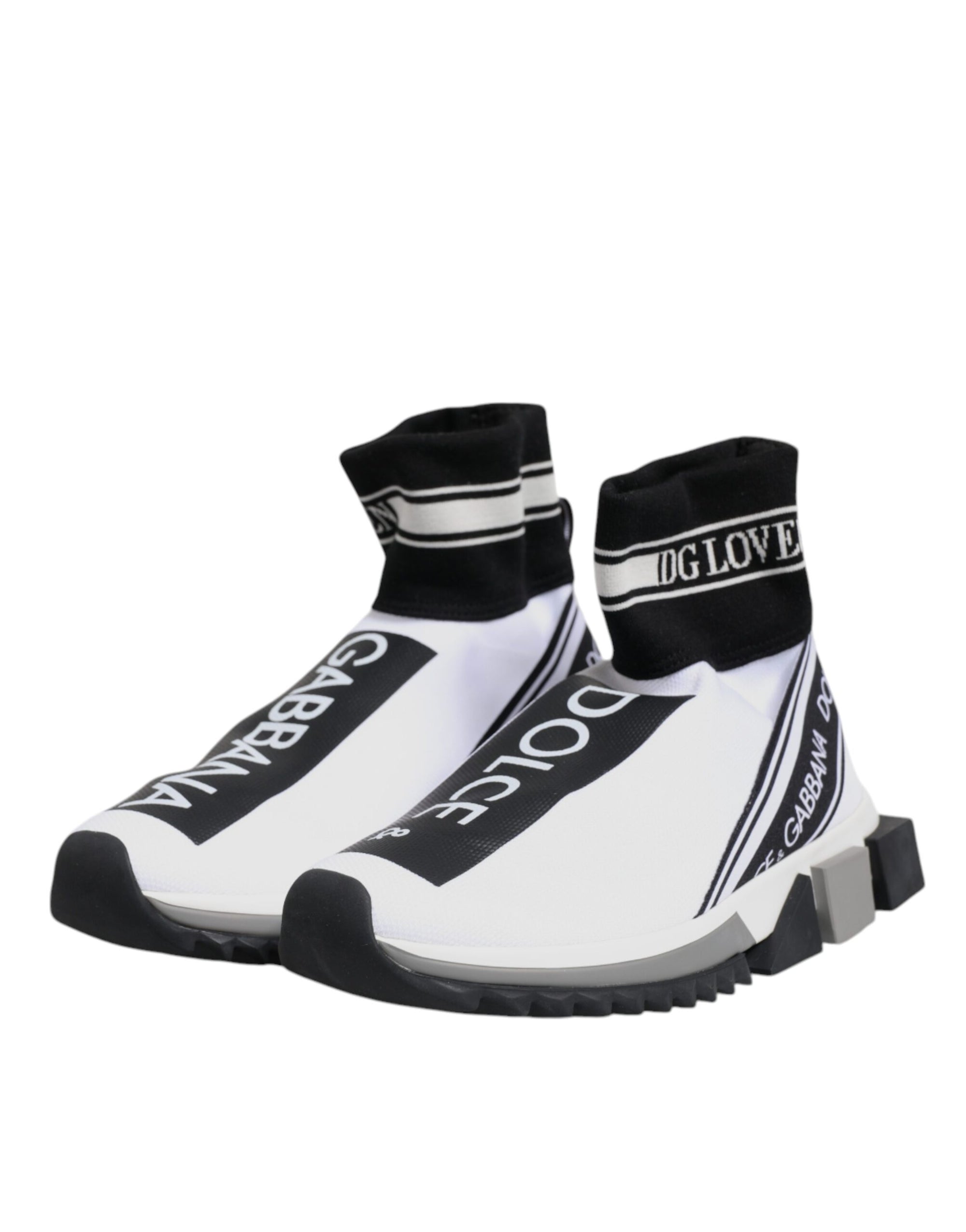 Dolce & Gabbana White Black Sorrento Socks Sneakers Shoes