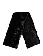 Dolce & Gabbana Black Fur Shawl Neck Wrap Cover Collar Scarf