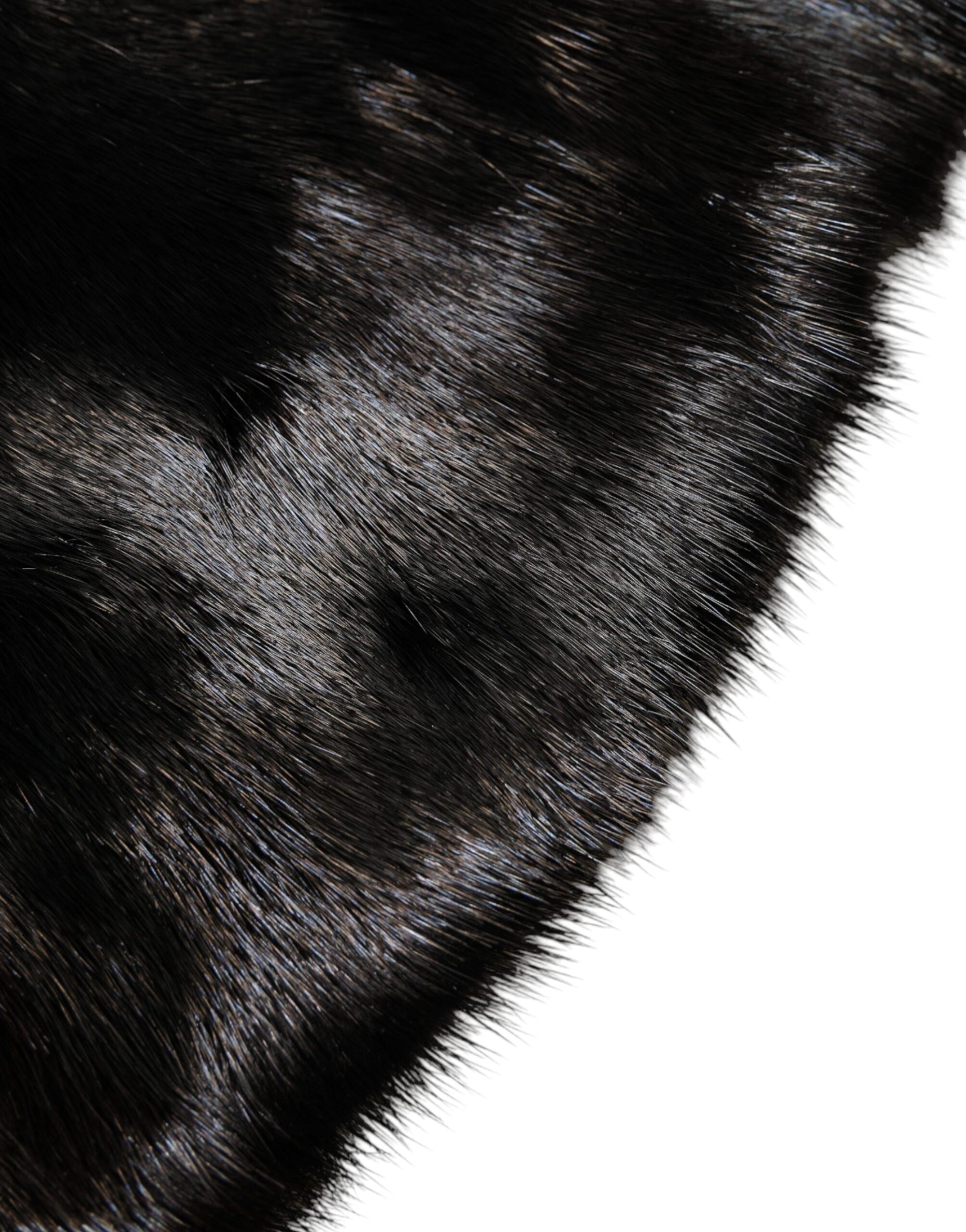 Dolce & Gabbana Black Fur Shawl Neck Wrap Cover Collar Scarf