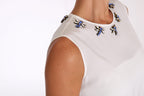 Dolce & Gabbana White Silk Crystal Embellished Fly T-shirt