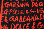 Dolce & Gabbana Black Red Logo Print Cotton Beach Towel