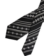 Dolce & Gabbana Black White Stripes Silk Adjustable Necktie Tie