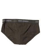 Dolce & Gabbana Gray Cotton Men Mid Slip Brief Underwear
