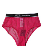 Dolce & Gabbana Fuchsia Tulle Nylon Mid Waist Panty Underwear