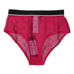 Dolce & Gabbana Fuchsia Tulle Nylon Mid Waist Panty Underwear