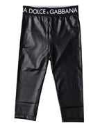 Dolce & Gabbana Black Logo Nylon Cropped Tights Pants Underwear