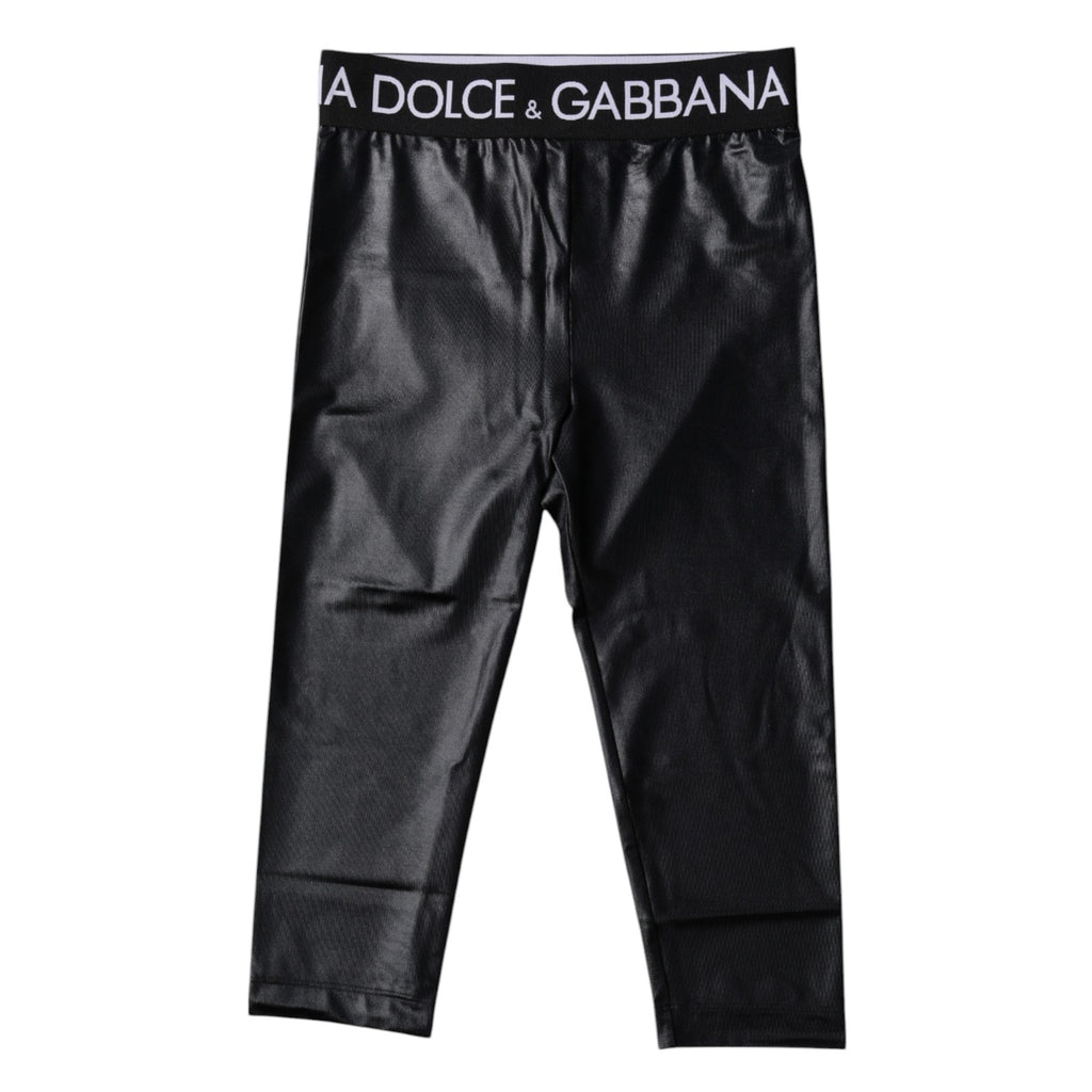 Dolce & Gabbana Black Logo Nylon Cropped Tights Pants Underwear