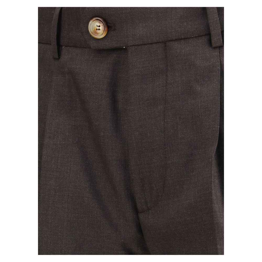 Brunello Cucinelli Brown Fleece Wool Casual Pants