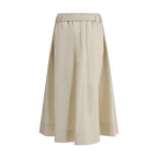 Brunello Cucinelli Cream Wide Long Skirt