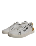 Dolce & Gabbana White Suede Leather Low Top Sneakers Shoes