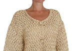 Dolce & Gabbana Beige Cardigan Crochet Knitted Raffia Sweater