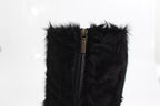 Dolce & Gabbana Black Xiangao Lamb Fur Leather Boots Shoes