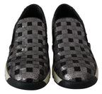 PINKO Silver Black Slip-on Sequence Design Sneakers Shoes