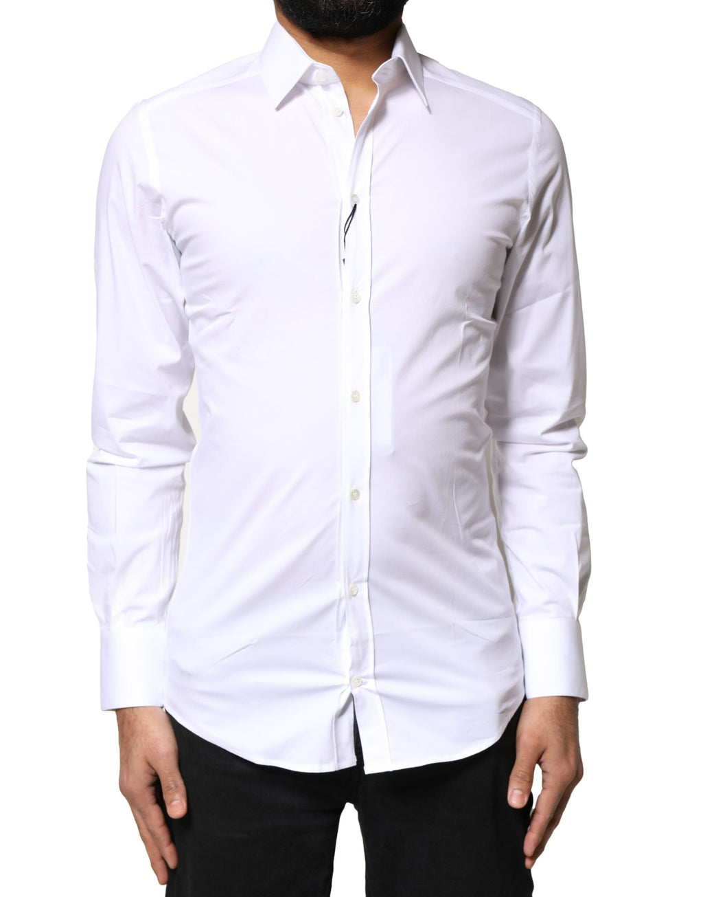 Dolce & Gabbana White GOLD Cotton Long Sleeves Dress Shirt