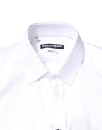 Dolce & Gabbana White GOLD Cotton Long Sleeves Dress Shirt