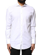 Dolce & Gabbana White GOLD Cotton Long Sleeves Dress Shirt
