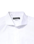 Dolce & Gabbana White GOLD Cotton Long Sleeves Dress Shirt