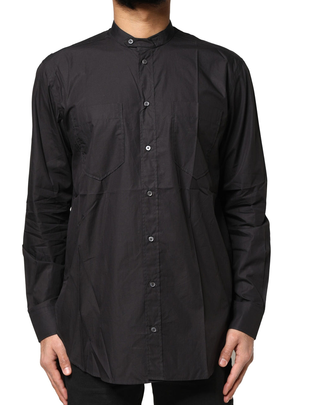 Dolce & Gabbana Black Cotton Button Down Men Casual Shirt
