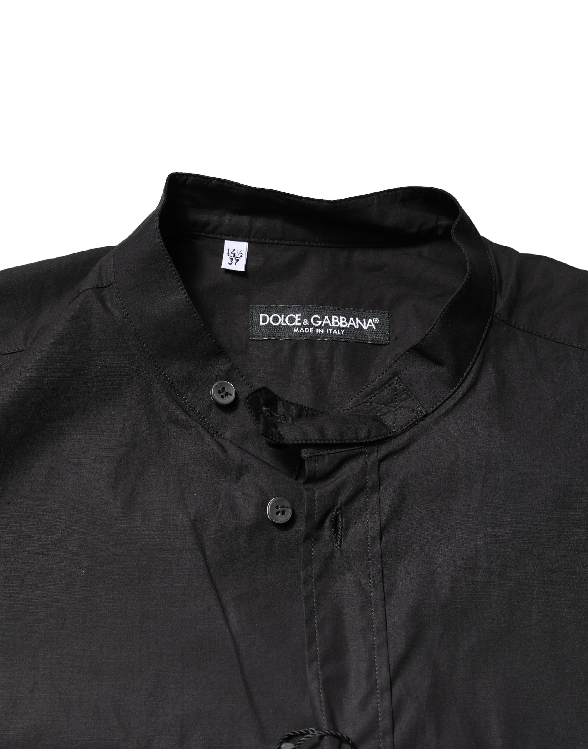 Dolce & Gabbana Black Cotton Button Down Men Casual Shirt