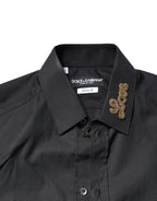 Dolce & Gabbana Black Love Embroidery GOLD Formal Dress Shirt