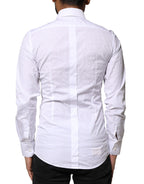 Dolce & Gabbana White GOLD Cotton Long Sleeves Dress Shirt