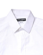 Dolce & Gabbana White GOLD Cotton Long Sleeves Dress Shirt