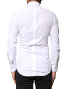 Dolce & Gabbana White GOLD Cotton Long Sleeves Dress Shirt