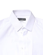 Dolce & Gabbana White GOLD Cotton Long Sleeves Dress Shirt