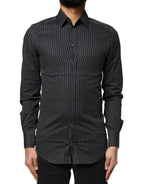 Dolce & Gabbana Black GOLD Patterned Cotton Men Dress Shirt